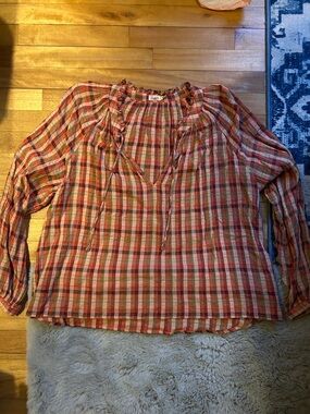 Faherty Women’s Plaid Peasant Blouse
